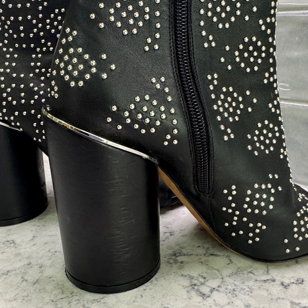 Givenchy Studded Black Leather Open Toe Btine Ouv Bootie Sz 7 Boots Sale 🔥🔥🔥